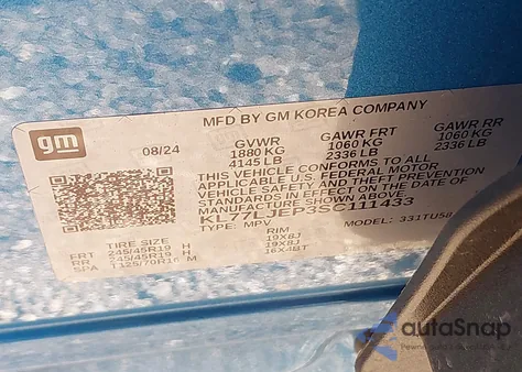 2025 Chevrolet Trax Fwd 2Rs z USA, uszkodzony, nr VIN KL77LJEP3SC111433